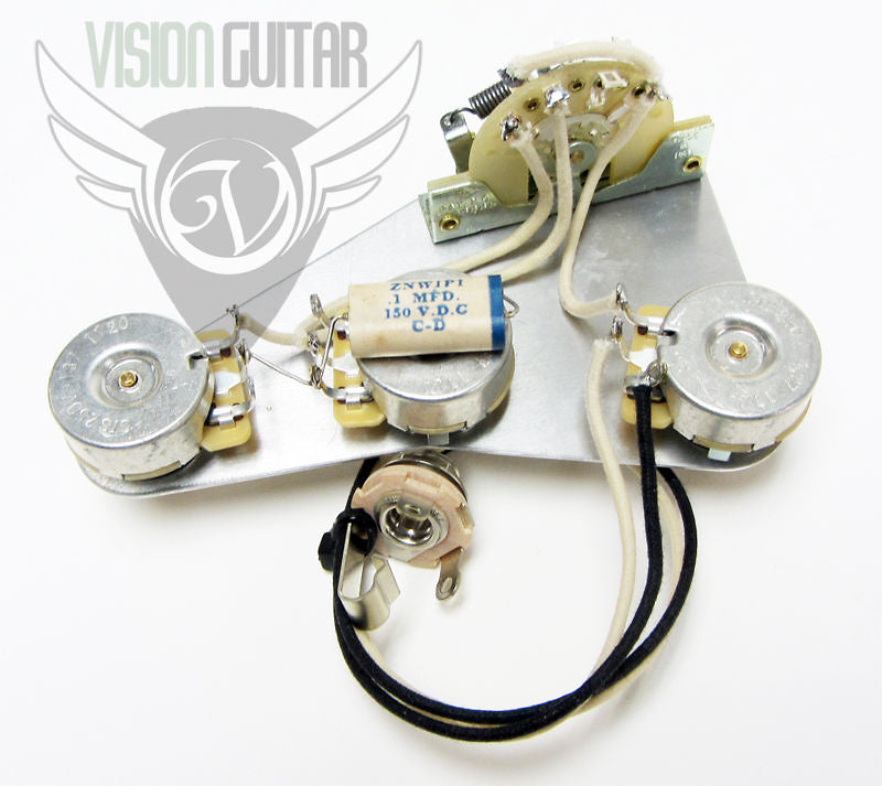 Late 50's PRE-WIRED Strat Upgrade Wiring Kit - Matched CTS Pots Paper In  Oil Cap