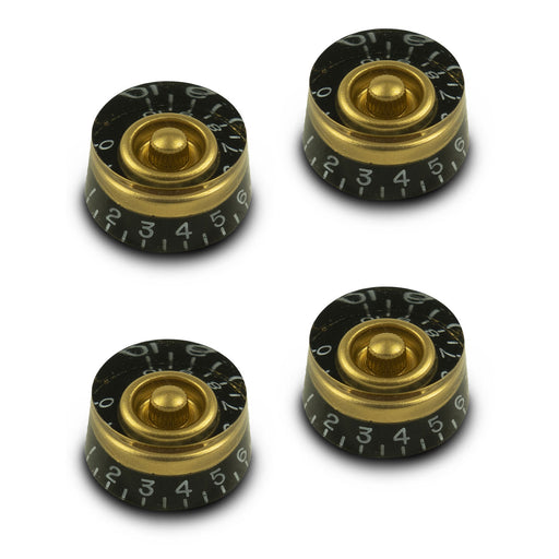 WD Quality Gibson Les Paul USA Spec Speed Knob Set of 4 Black/Gold SPKSBG