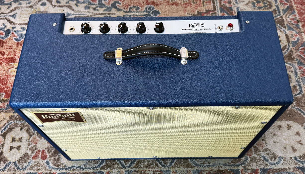 Benson Amps Monarch Reverb Plus 1x12 Combo Amplifier Blue Tolex Wheat Grill