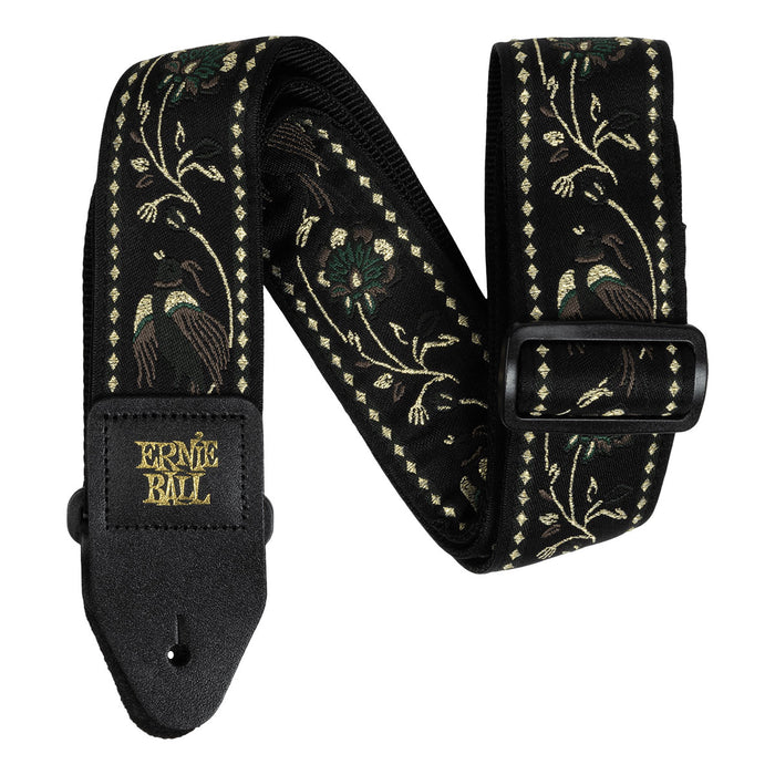 Ernie Ball Classic Jacquard Guitar Bass Strap Black Pleasant Pheasant P05372