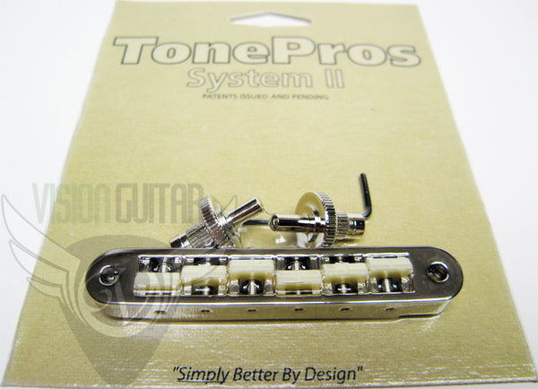 TonePros Pre-Notched Tune-O-Matic TP6G Nickel Bridge | Vision