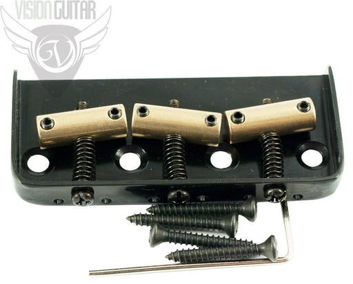 Vintage Style Tele Short 1/2 Bridge Compensated Brass Saddles - Black