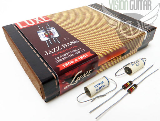 Luxe 1960-1961 Jazz Bass STACKED KNOB Repro Capacitor Kit .05/150v (Aged Cap)