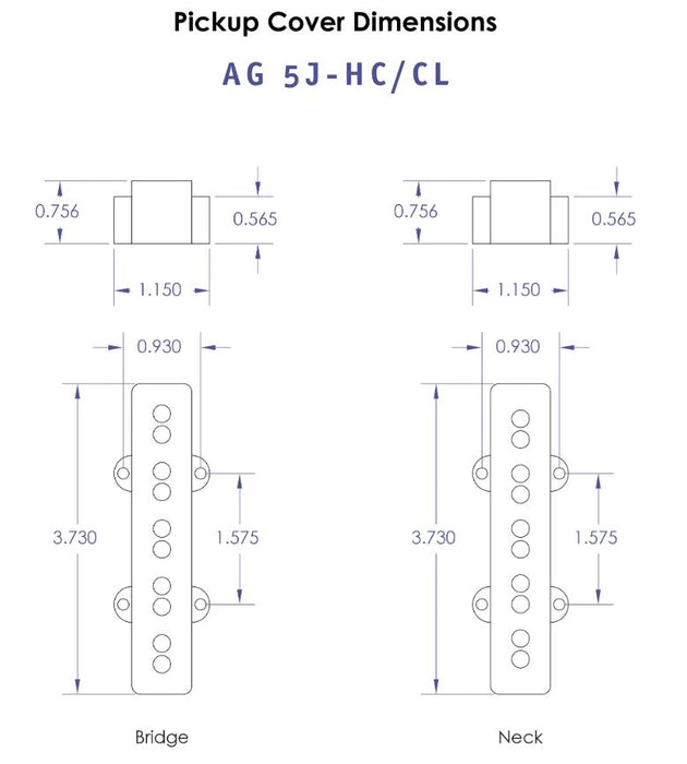 Aguilar 5-String Hum-Canceling Jazz Bass Pickup Set AG 5J-HC/CL 18mm