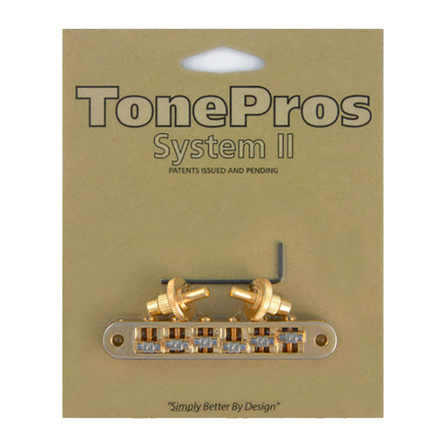 TonePros Metric Tune-O-Matic Bridge w/ Roller Saddles TP6R-G Gold