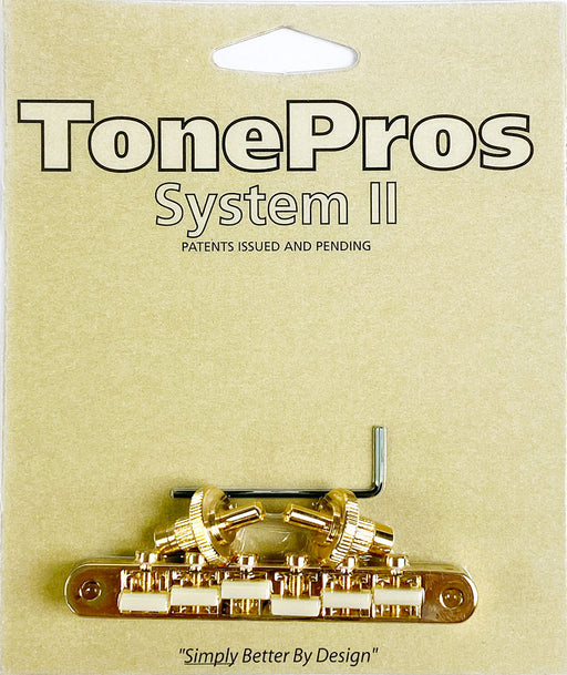 TonePros ABR1 NASHVILLE Tune-O-Matic Bridge NVR2G-G GOLD Nylon 66 Saddles