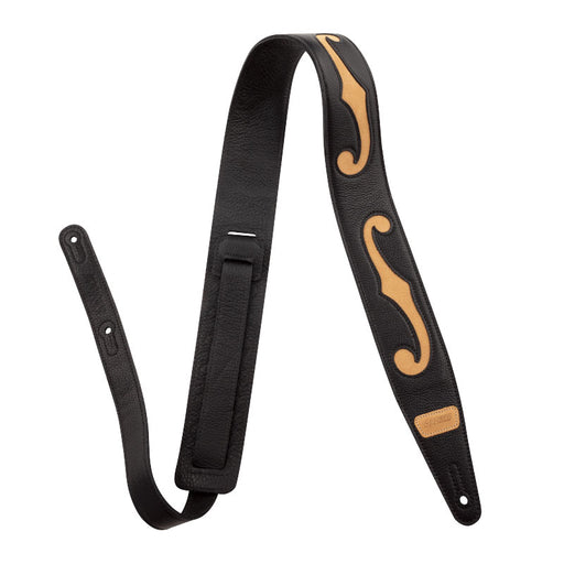 Gretsch F-Holes 2.5" Leather Strap Black and Tan 9224285100